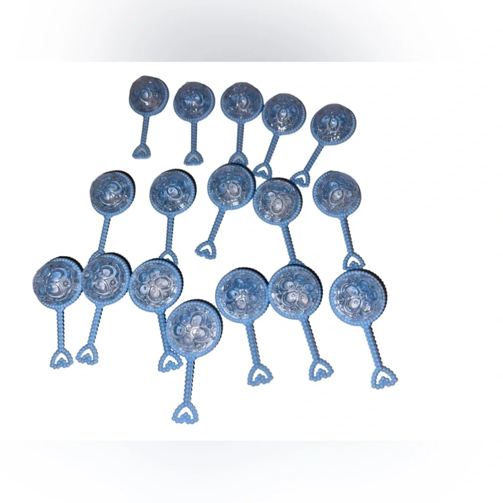 Baby Shower Party Favors decorations 19 Mini Light Blue Baby Rattles Cake Topper